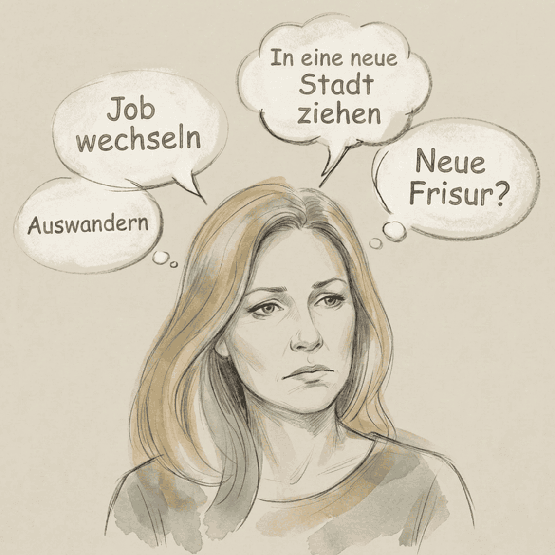 Eine Frau Mitte 40 die ihr Leben verändern möchte aber nicht weiss wo sie anfangen soll